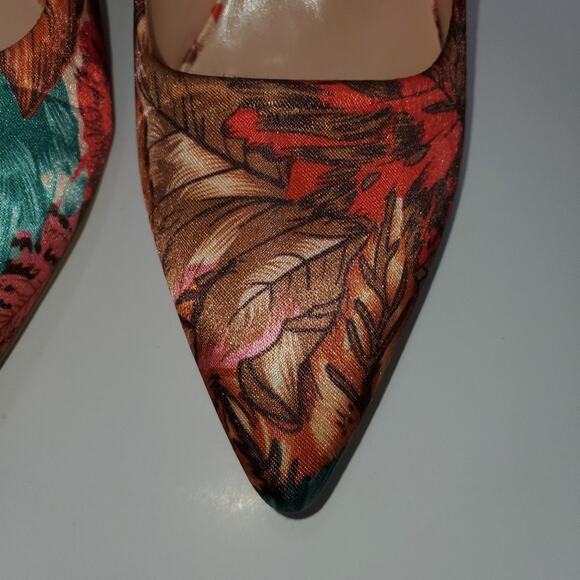 Leaf pattern Fall High heel Women US SIZE 5 decorative sexy green red brown - Picture 11 of 14